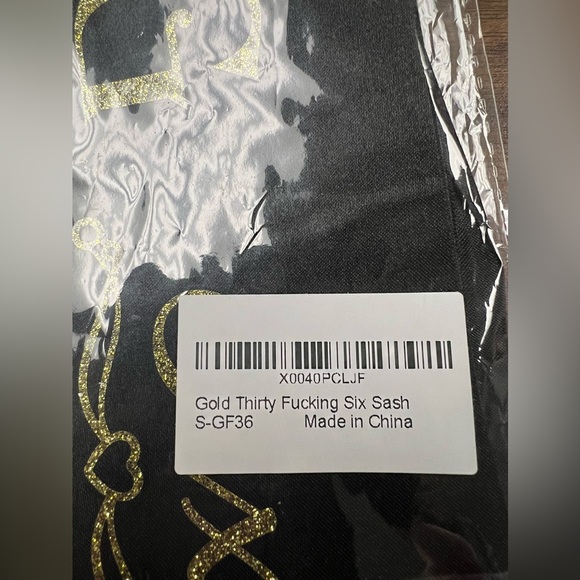 Thirty Fucking Six Sash,Gold Glitter Lettering - Picture 4 of 6